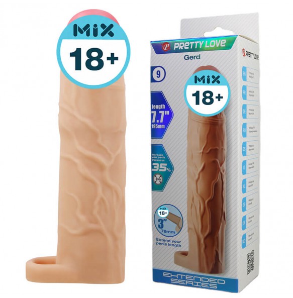 PRETTY LOVE - Gerd Extended Penis Sleeve (L:19.5cm - D:4cm)